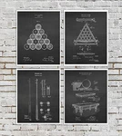 Pool Billiard Decor Set Of 4 Art Prints Blueprint Diagram Rec Room New. Price: $85.00.